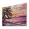 Designart - Pink and Purple Palm Beach Sunset - Nautical & Coastal Print on Natural Pine Wood